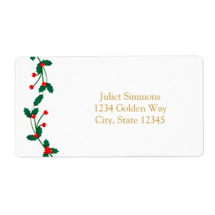 Christmas Holly Berry Elegant Address Label