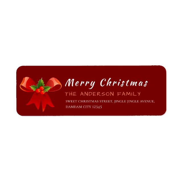 Christmas Holly Berry  Elegant Return Address (Front)