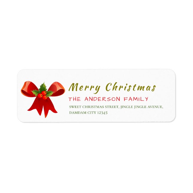 Christmas Holly Berry  Elegant Return Address (Front)