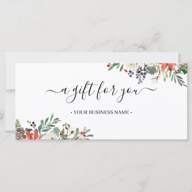 Christmas Holly Berry & Floral Gift Certificate (Front)