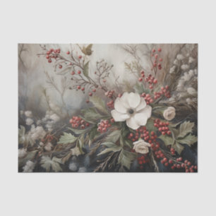 Christmas Holly Berry Flowers in Winter Decoupage Tissue Paper