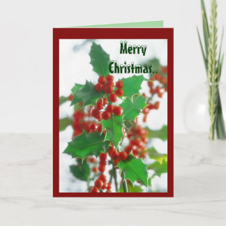 Christmas Holly Berry Holiday Card
