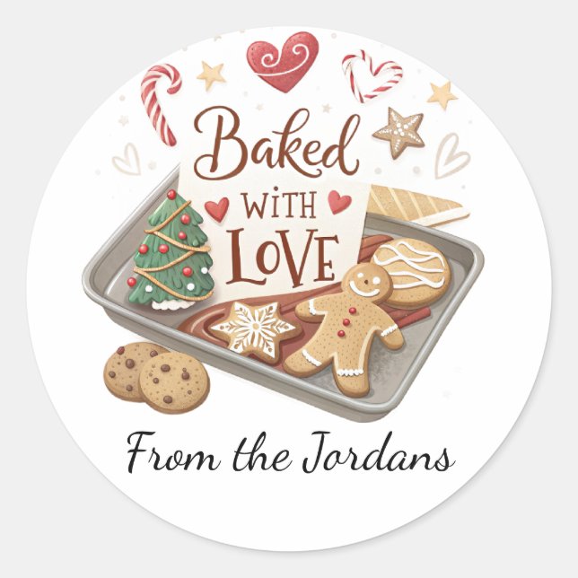 Christmas Holly Berry Homemade Baking Classic Round Sticker (Front)