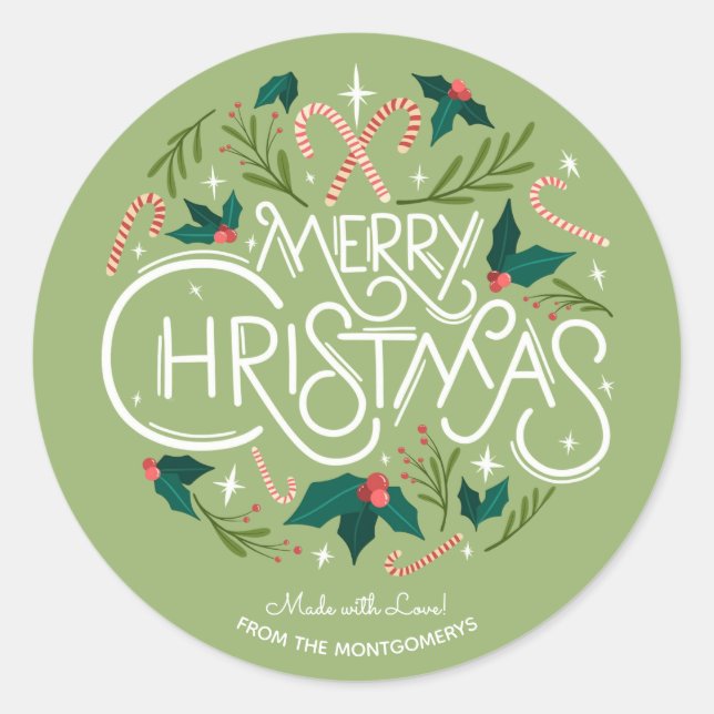 Christmas Holly Berry Homemade Food Holiday Baking Classic Round Sticker (Front)