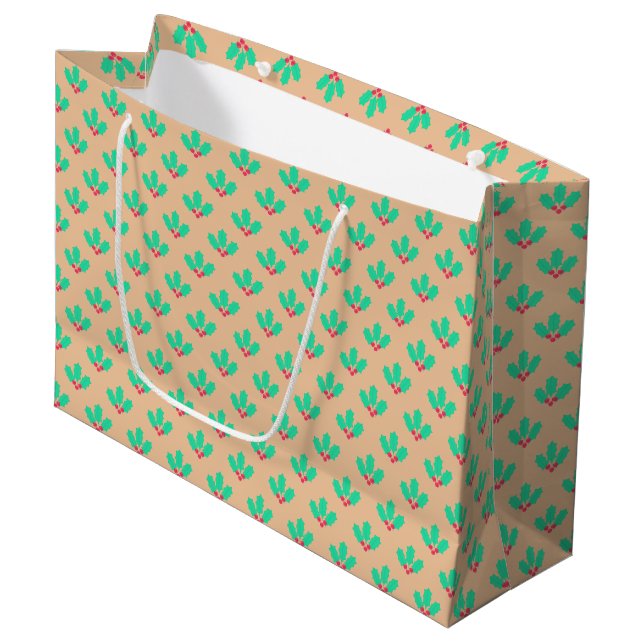 Christmas Holly Berry Large Gift Bag (Front Angled)