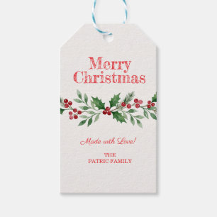Christmas Holly Berry Made With Love Homemade Gift Tags