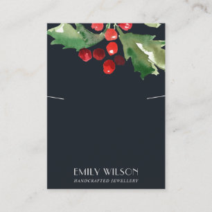 CHRISTMAS HOLLY BERRY NECKLACE BRACELET DISPLAY BUSINESS CARD