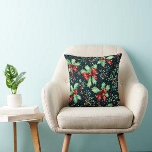Christmas Holly Berry Pattern Cushion