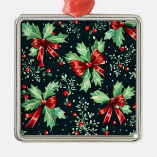 Christmas Holly Berry Pattern Metal Tree Decoration