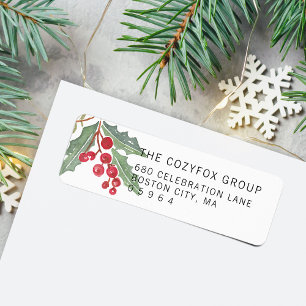 Christmas Holly Berry Return Address
