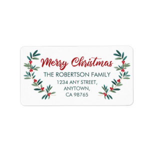 Christmas Holly Berry Return Address Label