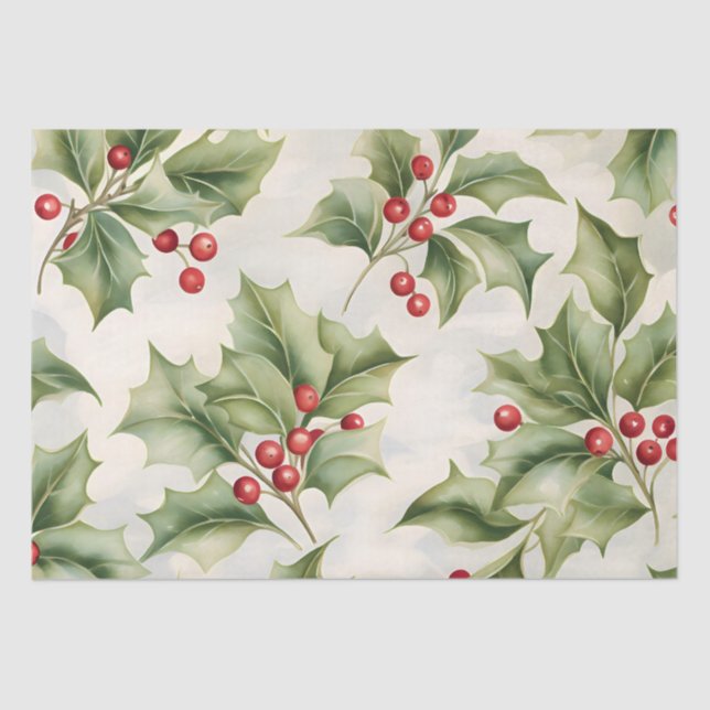Christmas Holly Berry Tissue Paper (Front)