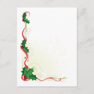 Christmas Holly Border Holiday Postcard