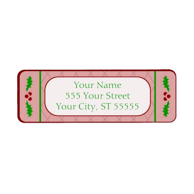 Christmas Holly Borders Address Label (Front)