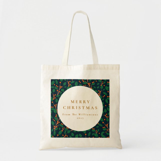 Christmas Holly Botanical Greenery Custom From  Tote Bag (Front)