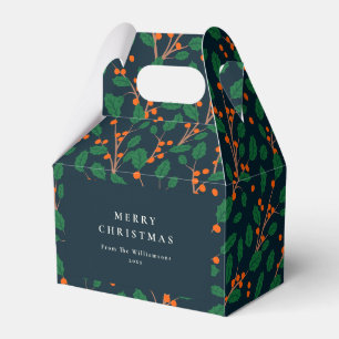 Christmas Holly Botanical Greenery Personalised Favour Box