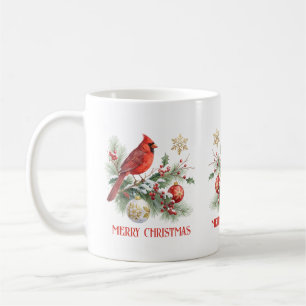 Christmas Holly Bouquet Red Cardinal Coffee Mug