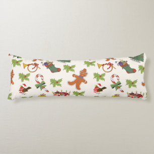 Christmas Holly,cake and Gingerbread Man Body Cushion