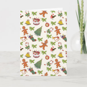 Christmas Holly,cake and Gingerbread Man Card