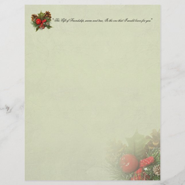Christmas Holly Centerpiece Stationery (Front)