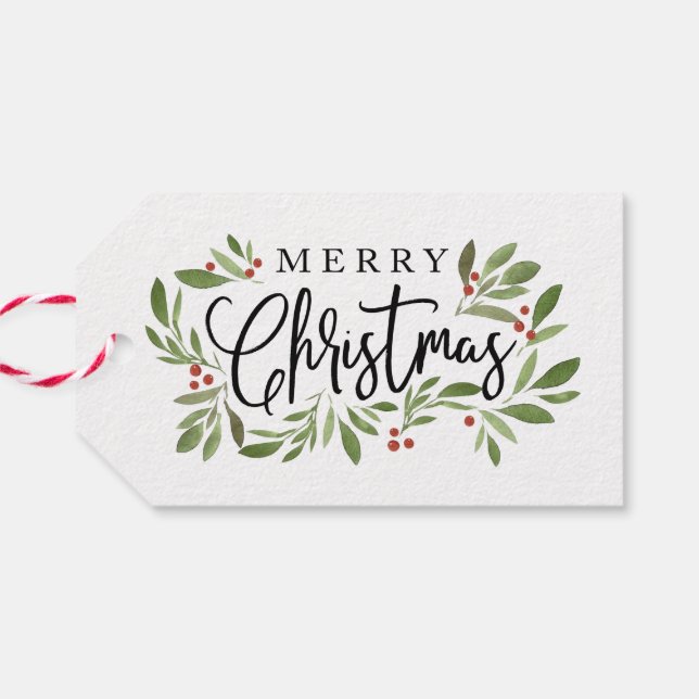 Christmas Holly Christmas gift tag (Back Horizontal)