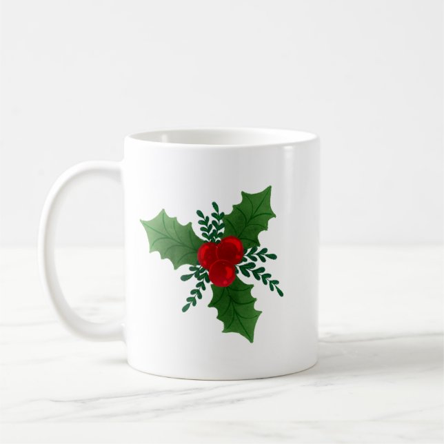 Christmas Holly Coffee Mug (Left)