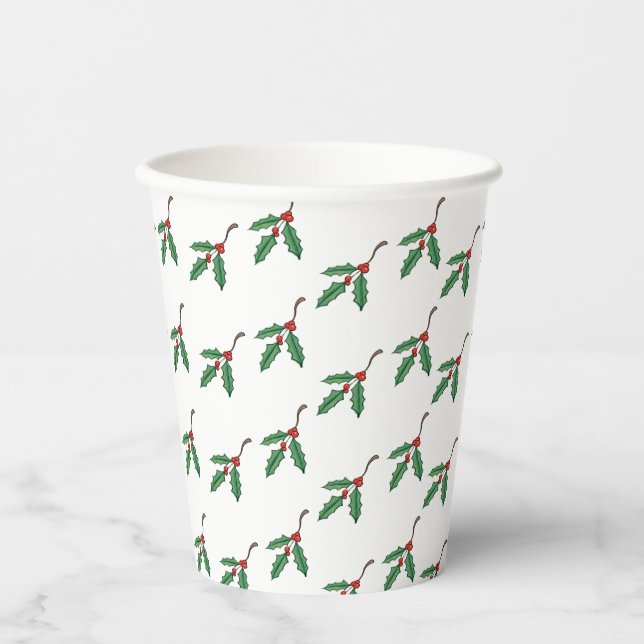 Christmas Holly Coffee Party Drink   Paper Cups (Front)
