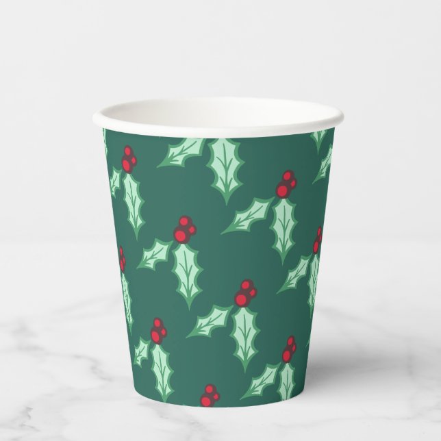 Christmas Holly Coffee Party Drink   Paper Cups (Front)