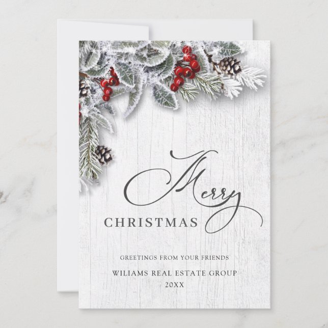 Christmas Holly Corporate Greeting Holiday Card (Front)