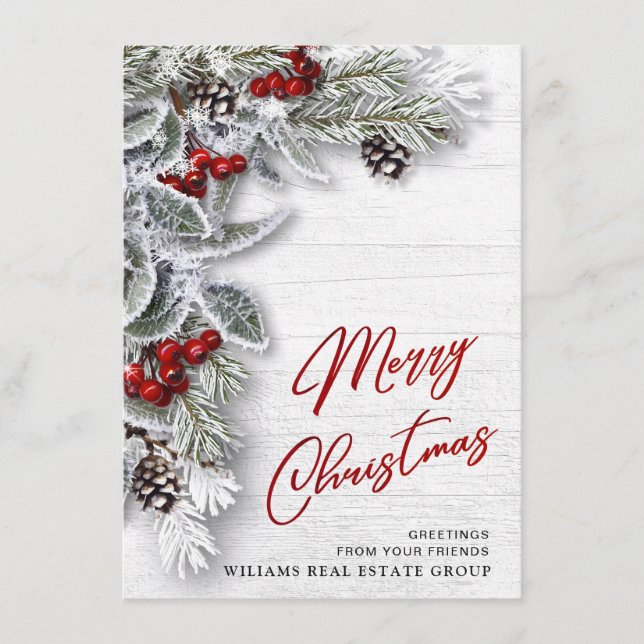 Christmas Holly Corporate Holiday Greeting Card (Front)