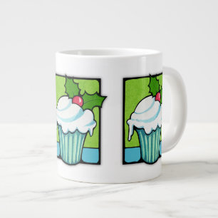 CHristmas Holly Cupcake Jumbo Mug