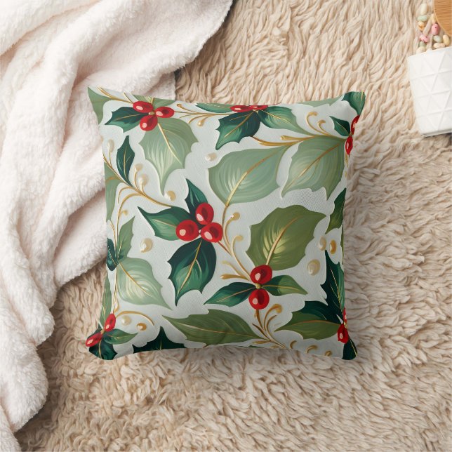 Christmas Holly Cushion (Blanket)