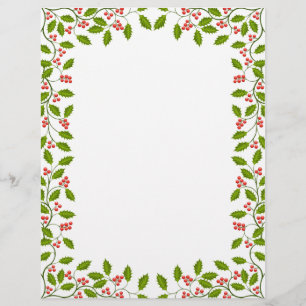 Christmas holly custom letterhead