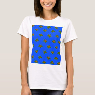 Christmas Holly decorative pattern on blue  T-Shirt