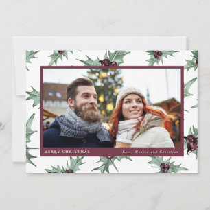 Christmas Holly Family Photo Holiday Card