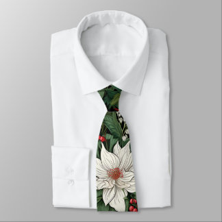 Christmas Holly Flowers Tie