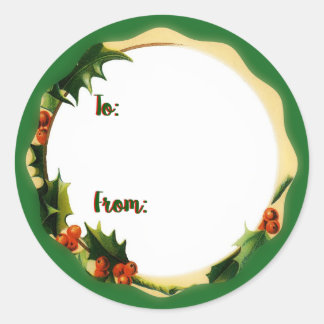 Christmas Holly Gift Classic Round Sticker
