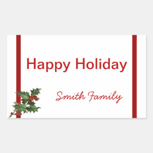 Christmas Holly Gift Label with Custom Name
