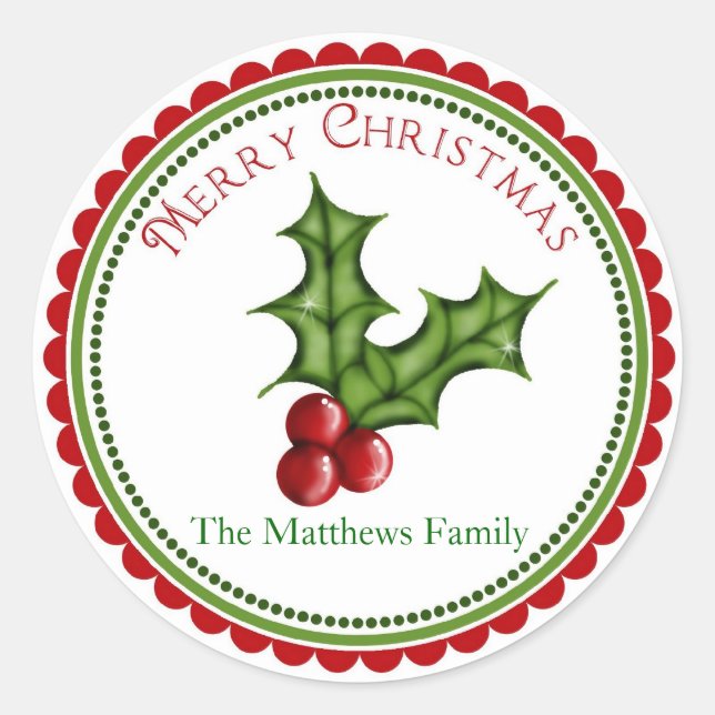 Christmas Holly  Gift  Stickers (Front)