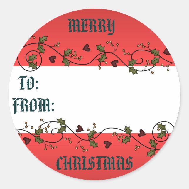 Christmas Holly Gift Tag (Front)
