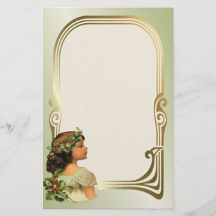 Christmas Holly Girl Stationery