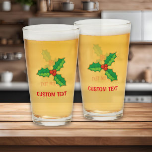 Christmas Holly Glass