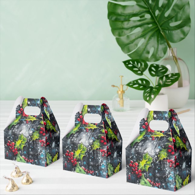 Christmas Holly Graffiti Favour Box (Multiple)