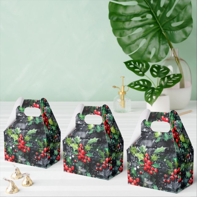 Christmas Holly Graffiti Favour Box (Multiple)