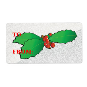 Christmas Holly Holiday Gift Tag Template