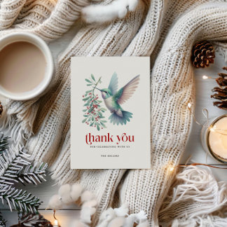 Christmas Holly Hummingbird Thank You Typography