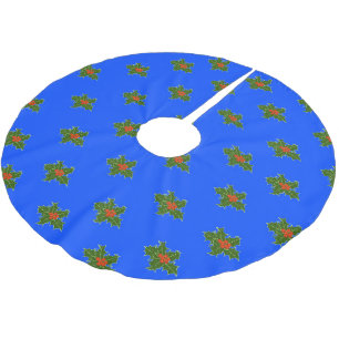 Christmas Holly (Ilex aquifolium) Decoration Brushed Polyester Tree Skirt