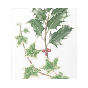 Christmas Holly & Ivy Sprig Botanical Notepad
