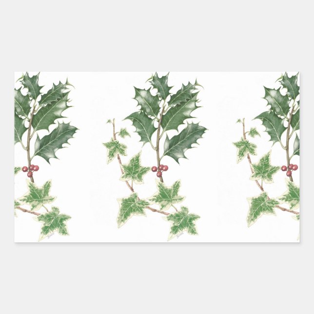 Christmas Holly & Ivy Sprigs Botanical Stickers (Front)