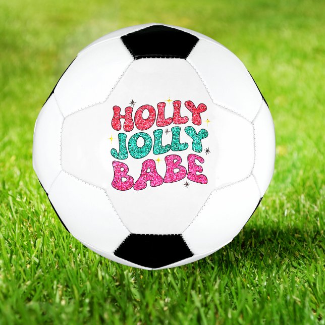 Christmas Holly Jolly Babe Modern Glitter Script Football (Creator Uploaded)